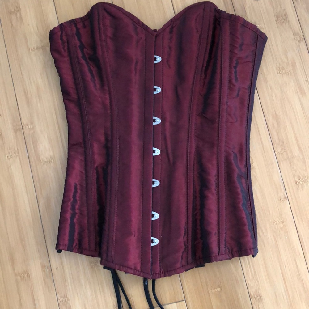 Silk steel boned lace up corset- waist taming